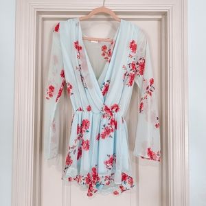 Altar’d State - sheer back deep v floral romper